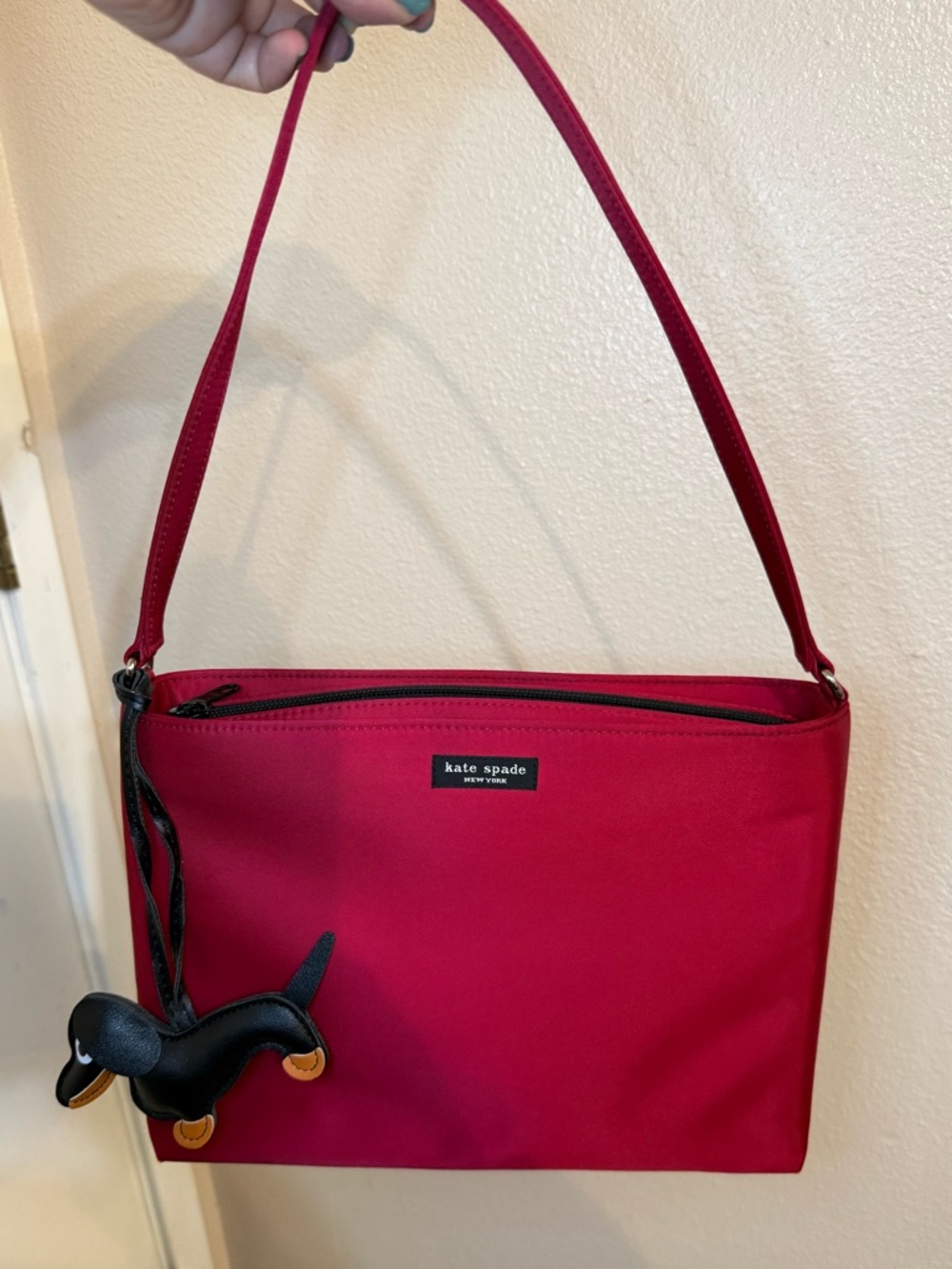 Kate Spade Red Shoulder Bag with Charm ♥️